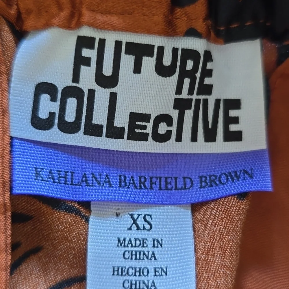 Future Collective Kahlana Barfield Brown Floral Black & Orange Women's Shorts - Picture 12 of 13